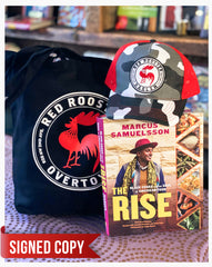 Signed Copy of The Rise + Red Rooster Overtown Tote + Red Rooster Harlem Hat